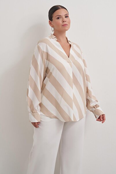 MYLİNE Ριγέ μπλούζα ντραπέ