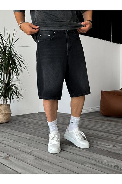 BYBASICMAN Black Antique Oversize Denim Shorts G-5002