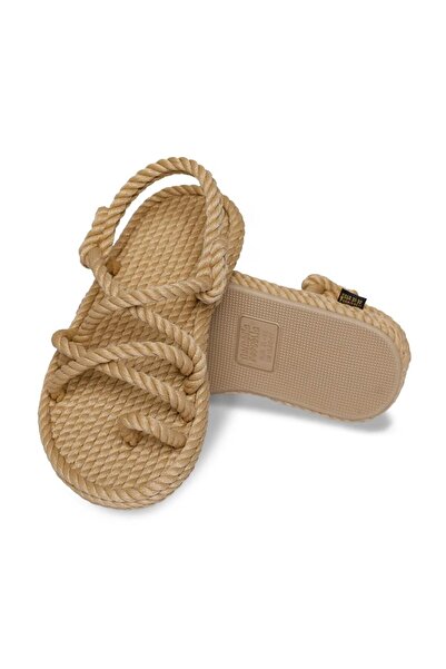 Nomadic Republic Ibiza Rubber Sole Children's Rope Sandals - Beige