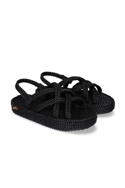 Nomadic Republic Black Bodrum Platform Women's Sandals - Rope