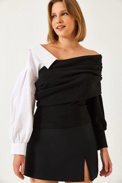 Bianco Lucci Pulover de damă cu mâneci de cămașă 60261098