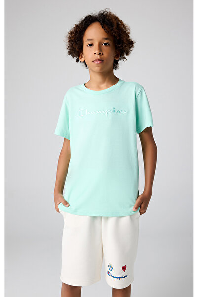 Champion Icons Crewneck T-Shirt Yeşil Çocuk Tişört-306777-GS009