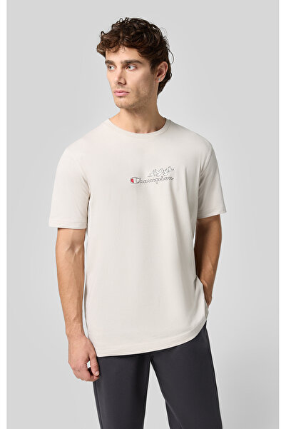 Champion Eco Future Crewneck T-Shirt Organik Pamuk Bej Erkek Tişört-220429-ES057