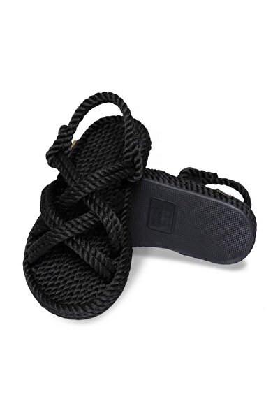 Nomadic Republic Black Children's Rope Sandals - Bodrum Rubber Sole
