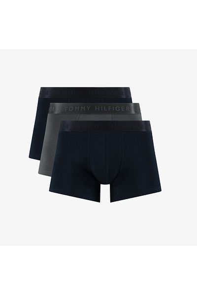 Tommy Hilfiger Trunk 3 Pack Black Banded pánské černo/šedé boxerky