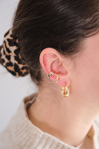 AURRARİ Kadın Gold Renk 2'li Cuff (Kıkırdak Küpe)