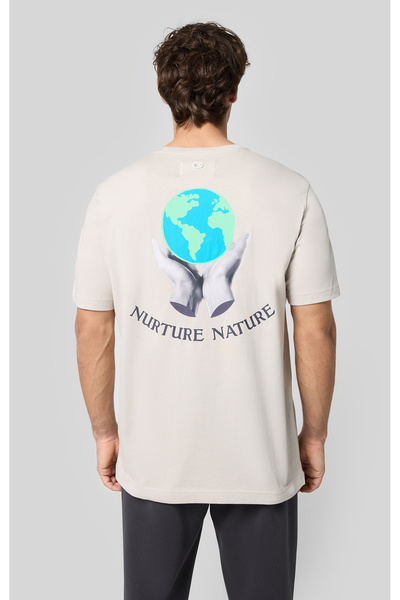 Champion Eco Future Crewneck T-Shirt Organik Pamuk Bej Erkek Tişört-220429-ES057