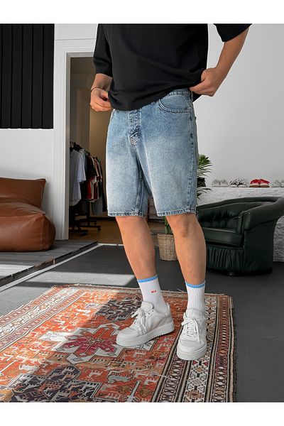BYBASICMAN Blue Washed Denim Shorts Ke-483/576/484
