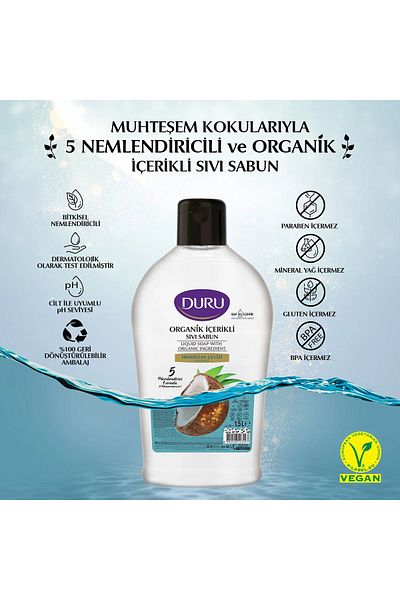 Duru Coconut Liquid Soap with Organic Content 1500 ml 3Pcs