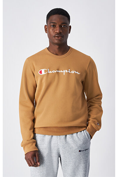 Champion Script Shop Crewneck Sweatshirt Brown Men's Sweatshirt -220254-Ms034
