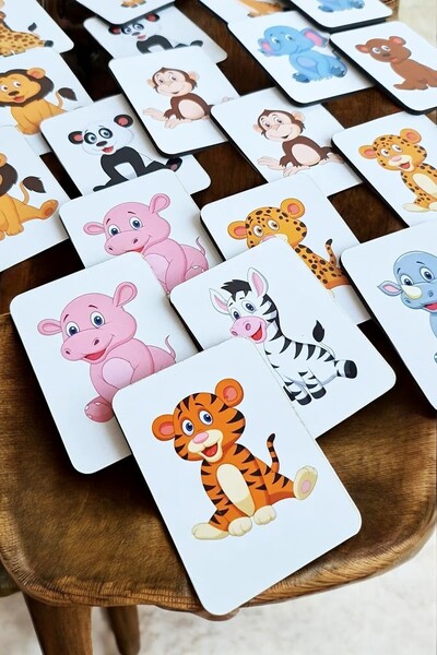 Vegüba Ahşap Zeka Kartları Eşleştirme Oyunu Ahşap Pazıl Oyuncak Sevimli Orman...