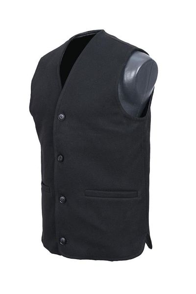 Sanalbolluk V-Neck Stamp Fabric Buttoned Men's Vest Black Color