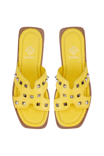 Desa Γυναικείες κίτρινες δερμάτινες παντόφλες