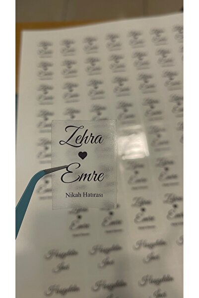 ButikSosyetik Şeffaf Nikah, Nişan Hatırası Kolonya şişe Etiketi 4x5 cm 52 Adet
