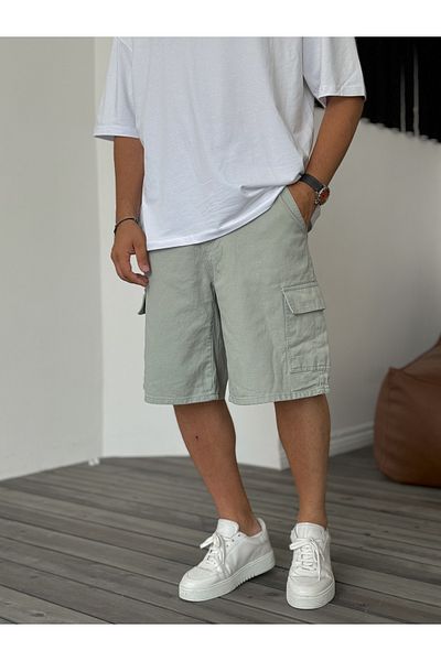 BYBASICMAN Mint Green Cargo Shorts - Ke-554/532