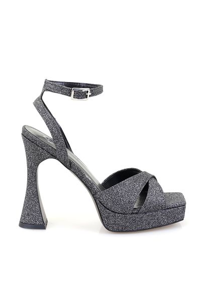 Desa Women's Platinum Platform Heeled Evening Dress Sandals