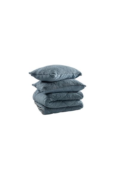 İdaş Indigo - Set cuvertură de pluș în cuplu Idaş Sharpa
