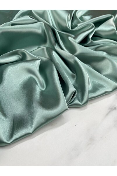 ipekkumaş Su Yeşili Düz Elbiselik İpek Saten Kumaş