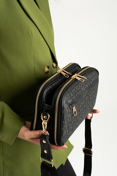 Just Polo New Season Suede Colorful Pattern Shoulder Bag
