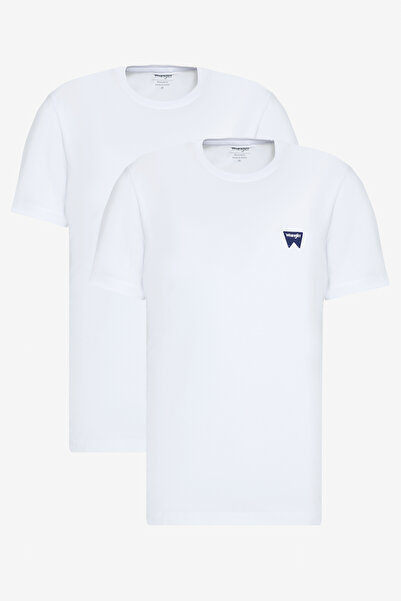 WRANGLER %100 Pamuk Regular Fit Normal Kesim Beyaz 2'li Paket Tişört