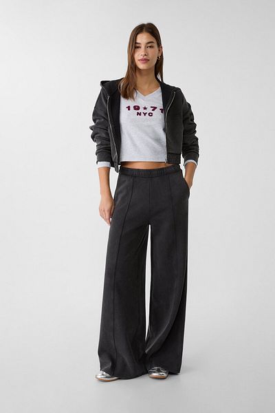 Stradivarius Wide Leg Interlock Pants