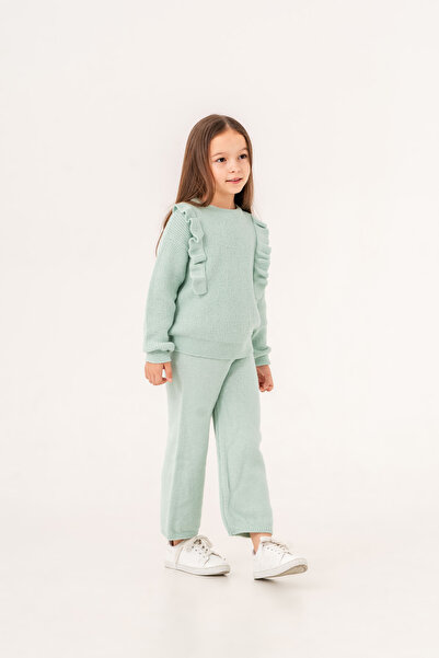 Eray Kids طقم ملابس تريكو للفتيات بأكمام مكشكشة