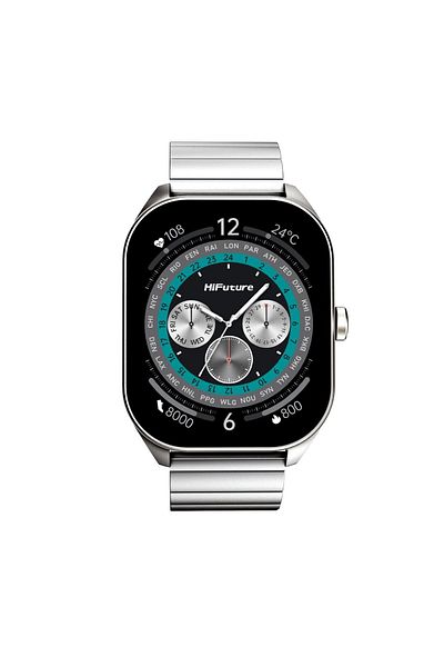 HiFuture Apex 2.04 Inch Amoled Screen Bluetooth 5.3 Smart Watch - Silver with Sports Tracking and Calling