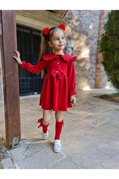 gül garden Red Girl's Dress Socks Gift