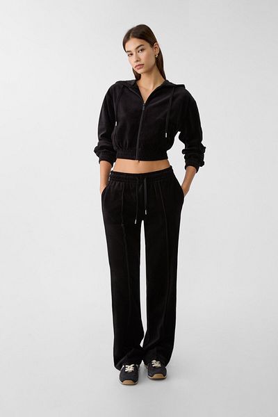 Stradivarius Kapüşonlu kadife sweatshirt