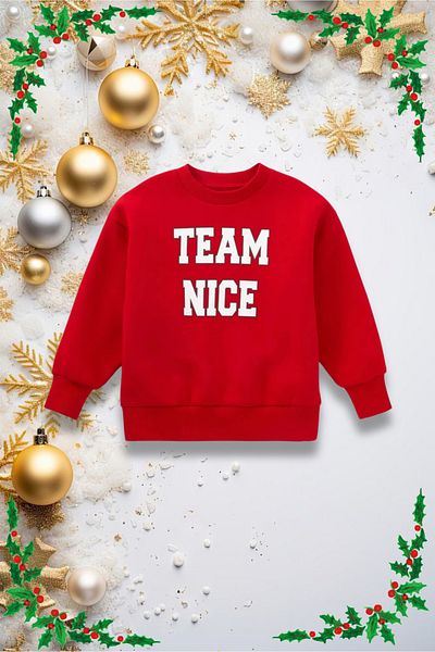 Kübra Tekstil Red Nice Printed Girl/Boy Christmas Sweatshirt/Mom-Daughter Combination/Christmas Sweatshirt