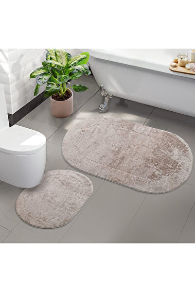 Teksev Rivora Vizon 2'li Banyo Halısı Paspası Seti Kaymaz Deri Tabanlı Makine...