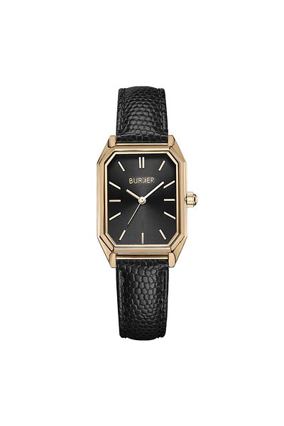 Burker Damenuhr Isabell Gold Schwarz/schwarz Leder