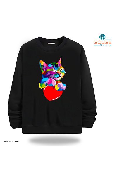 Gölge Store Забавно и сладко - Сладки ситуации на приятели с лапи - Унисекс суитшърт с кръгло деколте