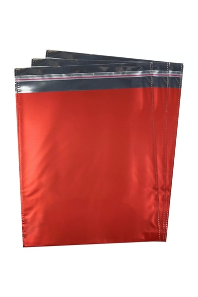 Showparty Lüx Yapışkanlı Hediye Paketi 40x60 Cm-lüks Metalize Poşet Kırmızı 10 Adet