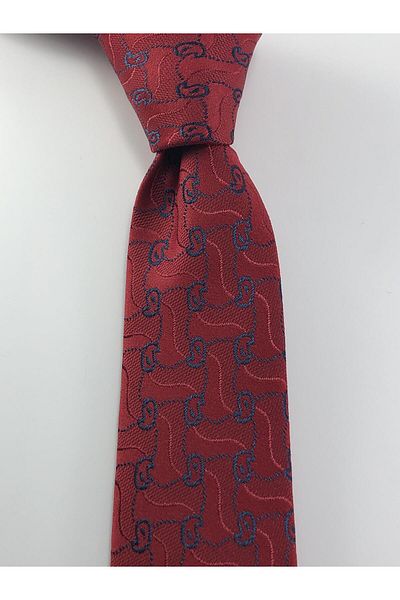 PİERRONİ Red Navy Patterned Slim Tie