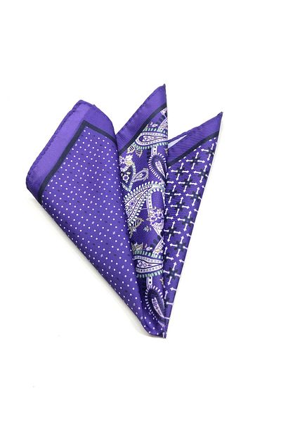 PİERRONİ Purple and White Patterned Handkerchief