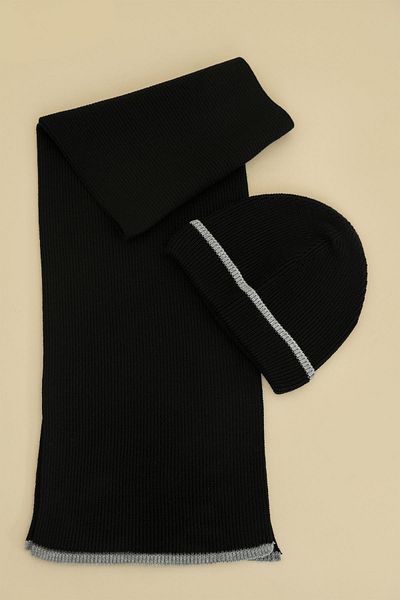 CHUBA Black Thessaloniki Knit Scarf Beanie Set for Kids Ages 7-9 and 10-12 - Chkıds106