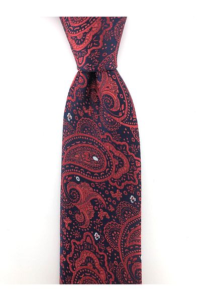 PİERRONİ Red Shawl Pattern Slim Tie