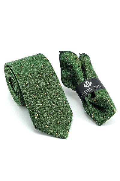 PİERRONİ Green Patterned Handkerchief Tie