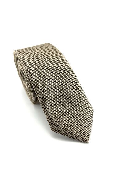PİERRONİ Beige Oxford Pattern Slim Tie