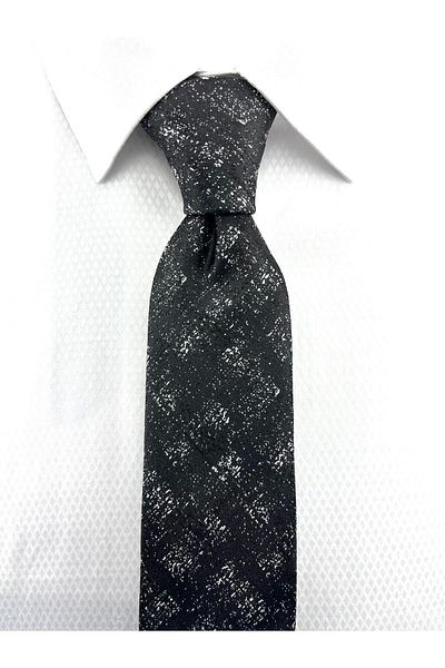 PİERRONİ Black and White Patterned Handkerchief Tie