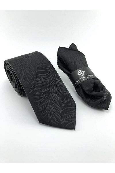 PİERRONİ Black Patterned Handkerchief Tie