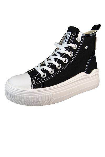 British Knights Damen High Sneaker Kaya Flow Mid High Top B51-3734 Schwarz 01 Black Leinen