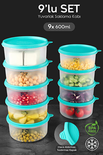 Meleni Home 9'lu Yuvarlak Gıda Saklama Kabı Seti - Organizer Düzenleyici Erza...