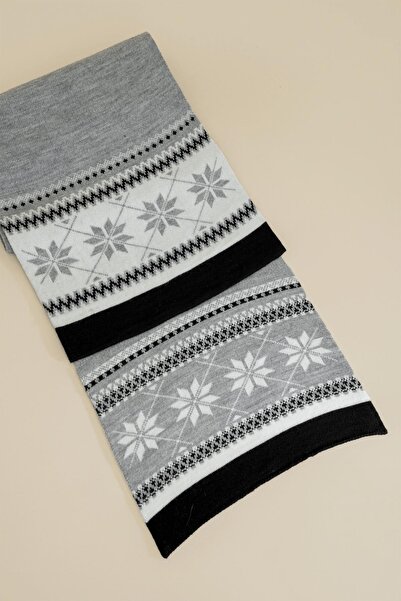 CHUBA 7-12 Years Old Children's Gray Knitwear Beret Set - Snow Pattern, Chkıds104