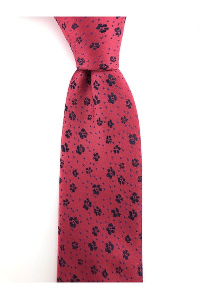 PİERRONİ Red Navy Patterned Slim Tie