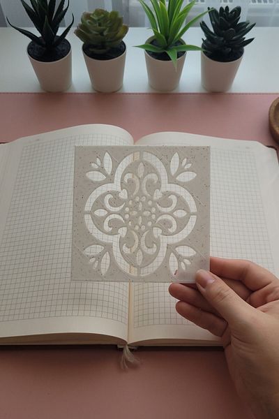 Karmelom Studio Clover Patterned Mandala Drawing Ruler - Painting Template