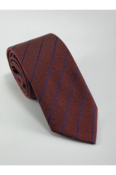 PİERRONİ Bordo Lacivert Çizgili Kravat