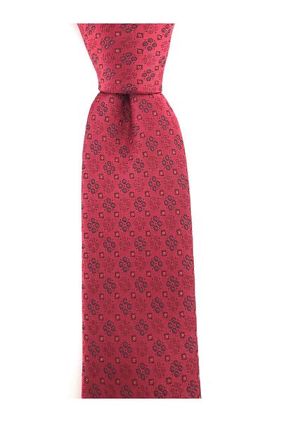 PİERRONİ Red Burgundy Patterned Slim Tie