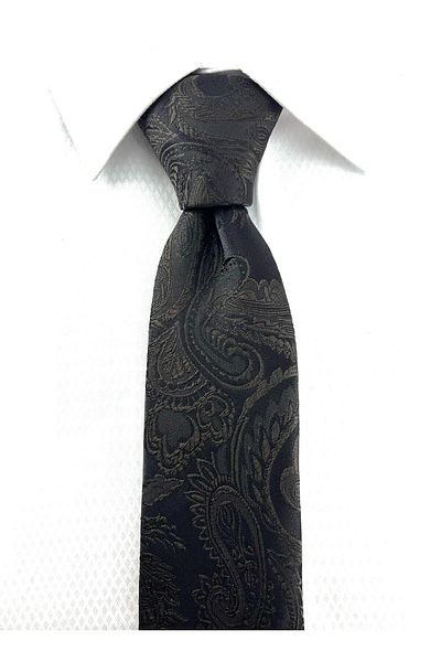 PİERRONİ Brown Black Shawl Patterned Handkerchief Tie